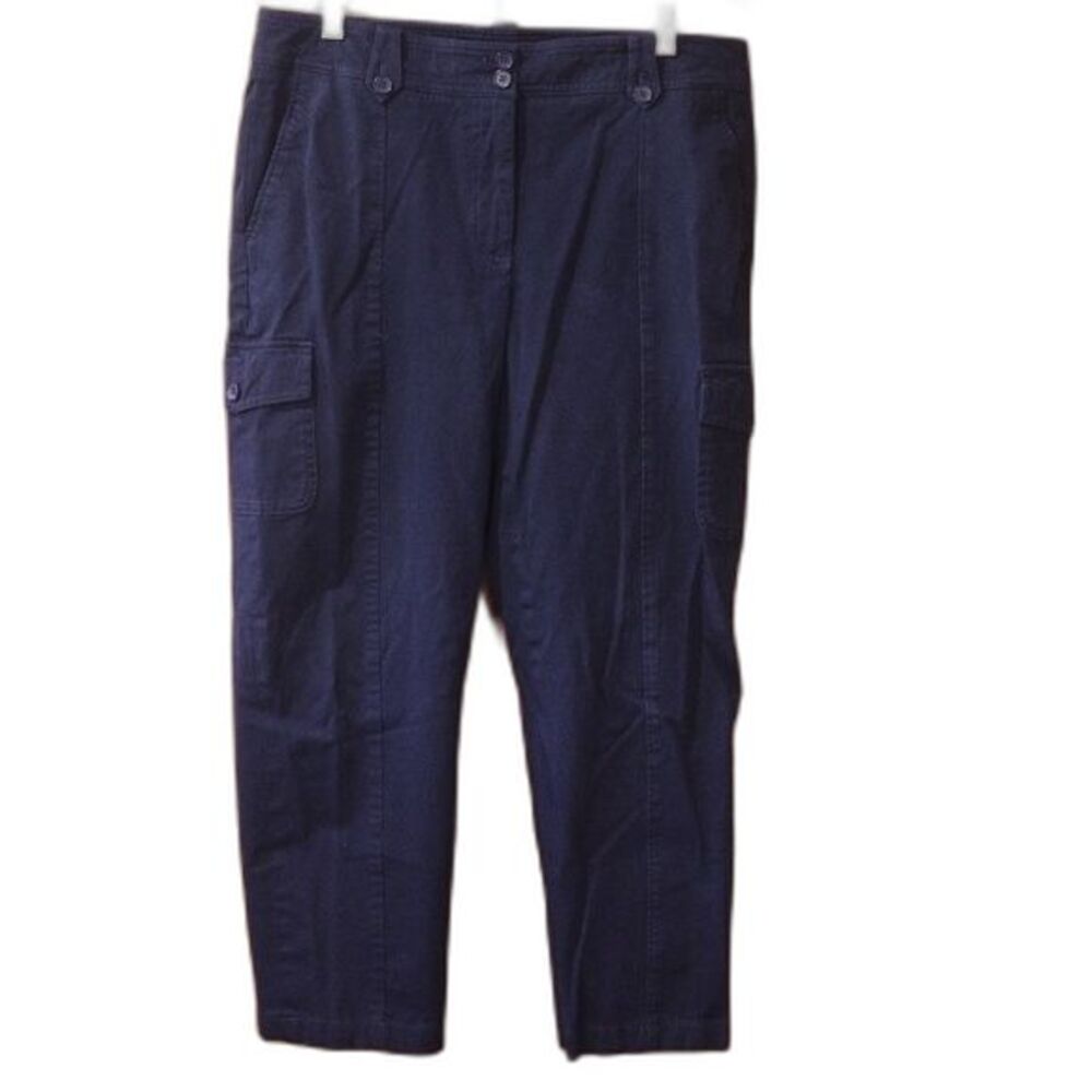 Talbots Black Cargo Pants Career Work Uniform Stretch Cotton Blend Size 12